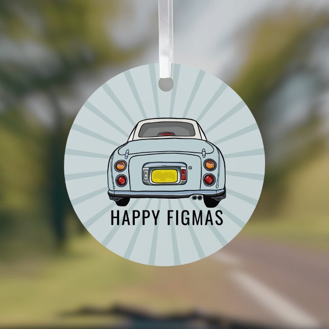 Figarations Blue Figaro Car Christmas Ornament (Fun figgy ornament to hang in your car or on your christmas tree. You can add your name or car reg)