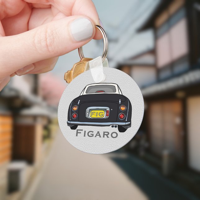 Figarations Cute Black Figaro Car Driver Name Keychain (Add your name and initials to this cute black figaro car keychain.)