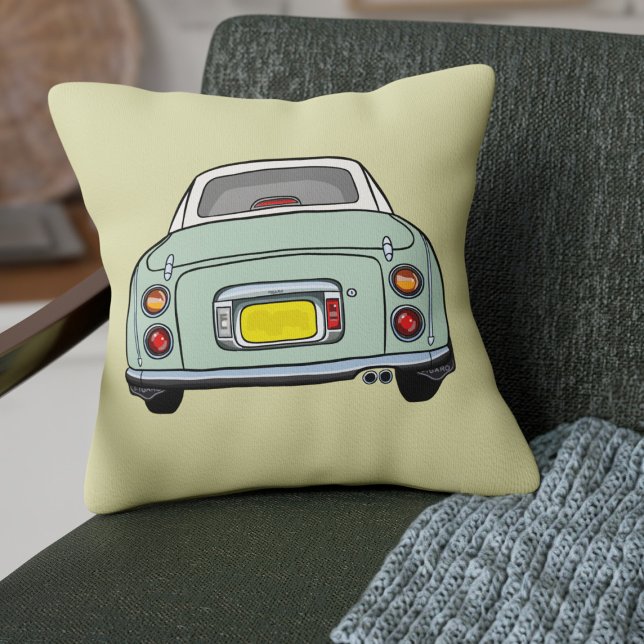 Figarations Cute Emerald Green Figaro Car Throw Pillow (Fun emerald green figgy on a lighter green pillow perfect for your car or home)