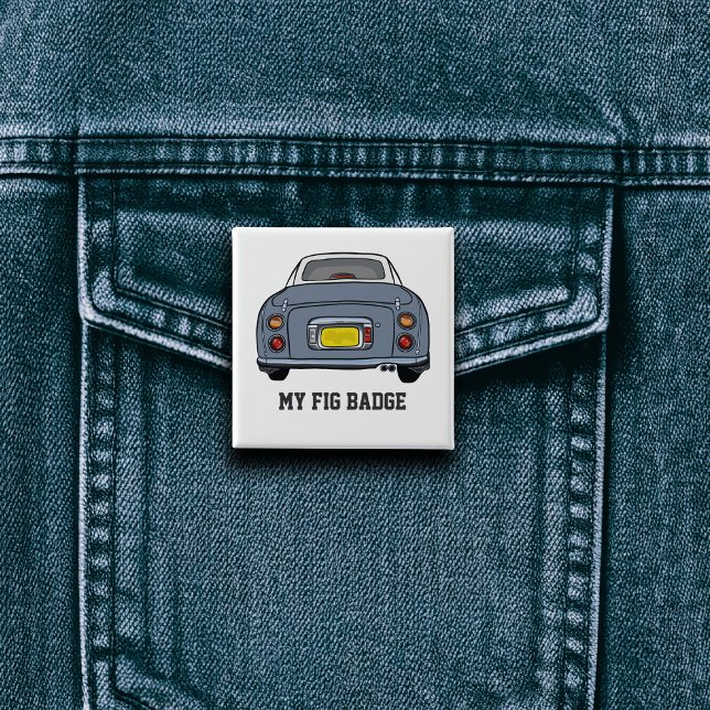 Figarations Cute Lapis Grey Figaro Car Name 2 Inch Square Button (A fun figgy pin button badge to attach to you! Show off your love of lapis grey figaro cars)