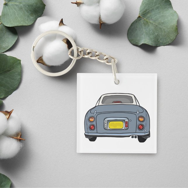 Figarations Cute Lapis Grey Figaro Car Square Keychain (Cute lapis figaro car acrylic keychain for your car keys)