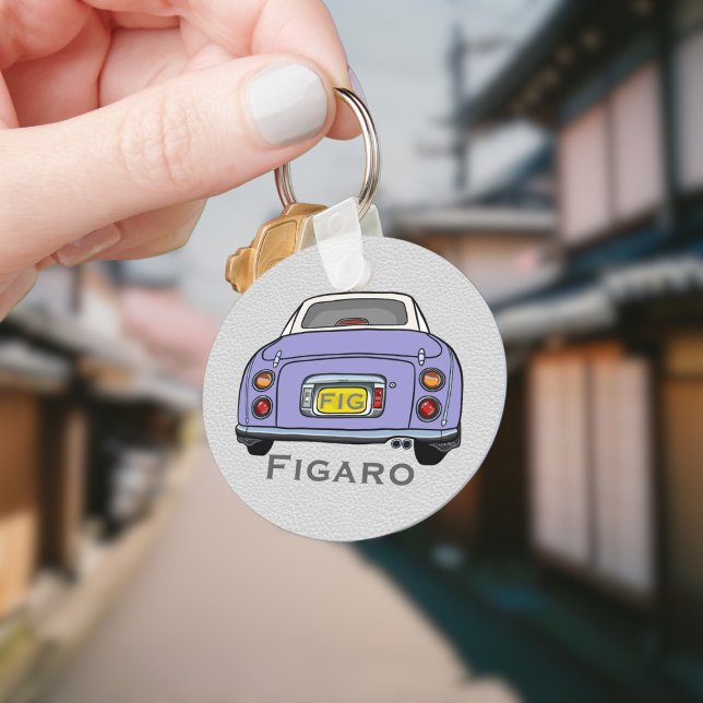 Figarations Cute Lilac Figaro Car Driver Name Keychain (Add your name and initials to this cute lilac figaro car keychain.)
