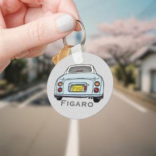 Figarations Cute Pale Aqua Figaro Car Monogram Keychain
