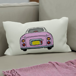 Figarations Cute Pink Figaro Car Plaid Silhouette Lumbar Pillow