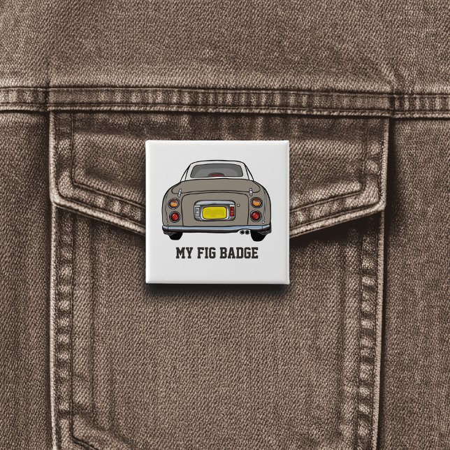 Figarations Cute Topaz Mist Figaro Motor Car Name 2 Inch Square Button (A fun figgy pin button badge to attach to you! Show off your love of topaz mist cars)