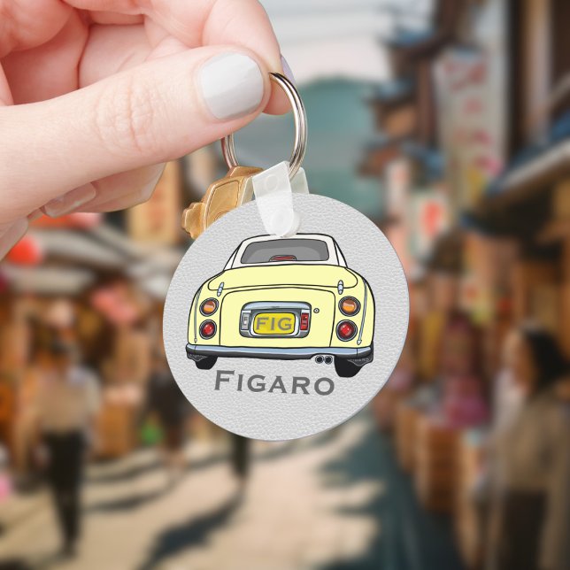Figarations Cute Yellow Figaro Car Driver Name Keychain (Add your name and initials to this cute yellow figaro car keychain.)