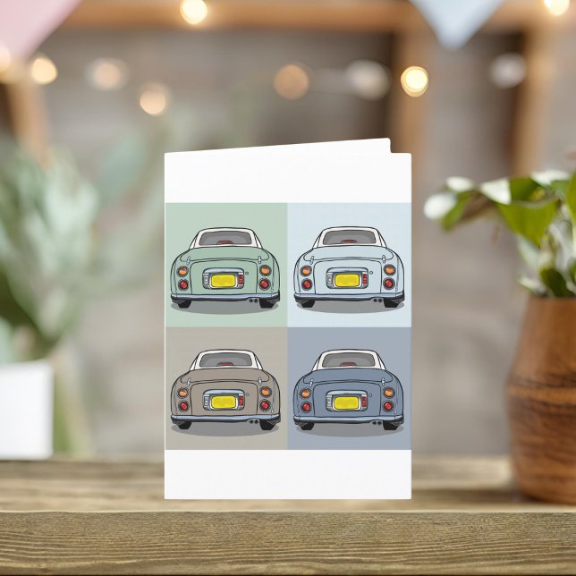Figarations Figaro Voitures Vierge Carte de voeux (A fun figaro themed blank greeting card that you can send to your car or figgy loving friends)