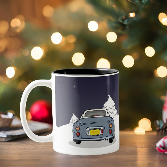 Figarations Figmas Holiday Lapis Grey Figaro Car Two-Tone Coffee Mug (Happy Figmas! Add your name to this festive figaro mug)