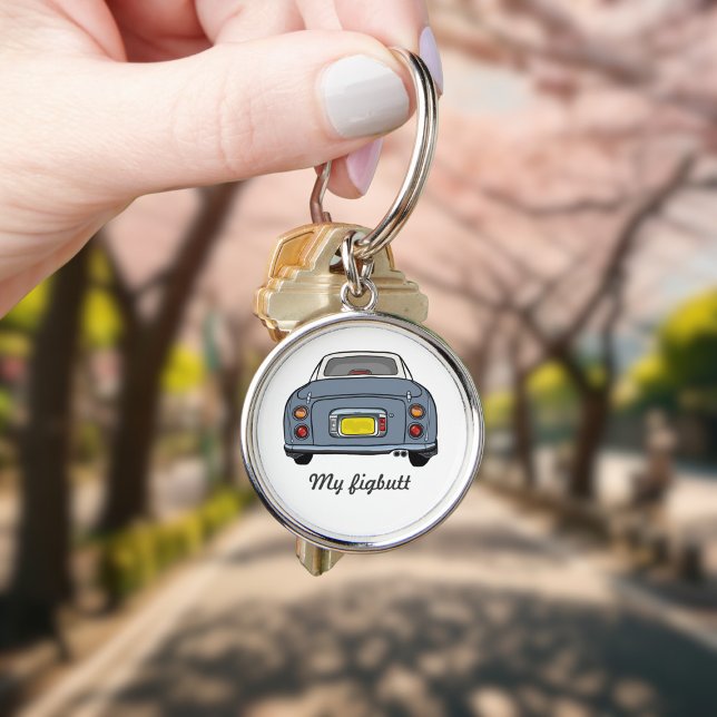 Figarations Funny Lapis Gray Figaro Car Name Keychain (Cute lapis grey figaro car keychain with space for your name)