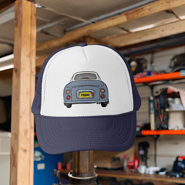 Figarations Lapis Gray Figaro Car Trucker Hat (Perfect trucker hat for the Lapis Grey Figaro Driver. Add your name or initials)