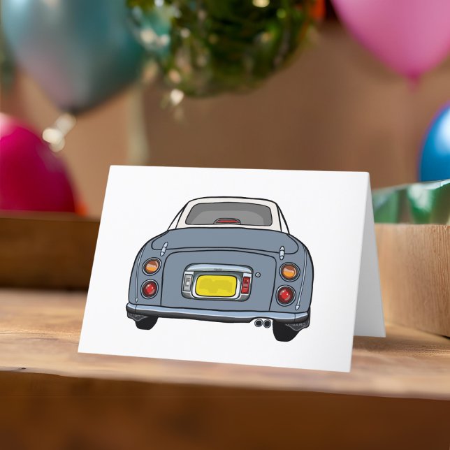 Figarations Lapis Grey Figaro Car Greeting Card (A cute lapis grey figaro car blank greeting card perfect for any occasion)