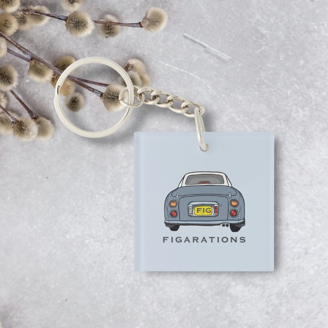 Figarations Lapis Grey Figaro Car Monogram Keychain (A lapis grey figaro car acrylic keychain with your name and initials)