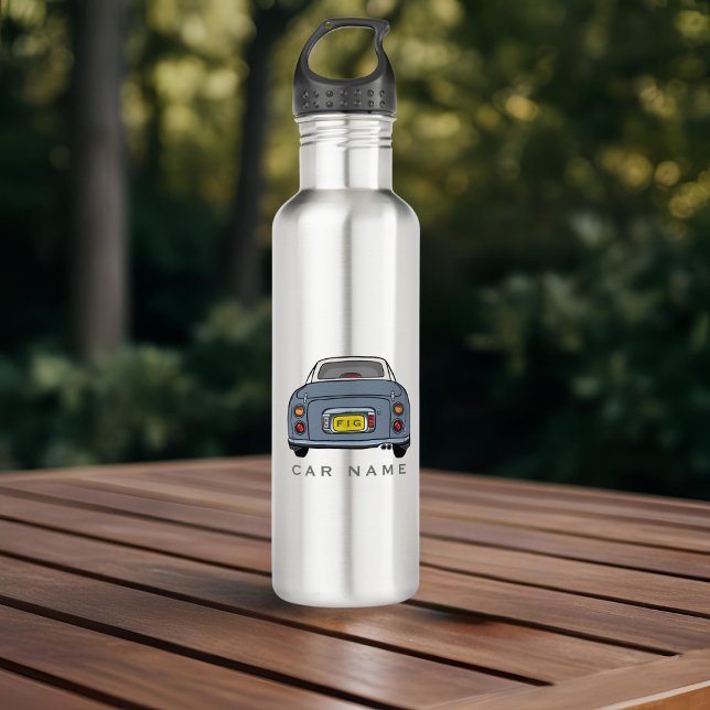 Figarations Lapis Grey Figaro Car Name Monogram 710 Ml Water Bottle (You can add your car name (or yours) and your initials to this lapis figaro water bottle. )