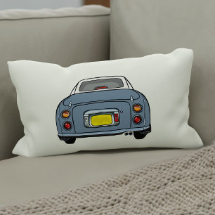 Figarations Lapis Grey Figaro Car Plaid Silhouette Lumbar Pillow