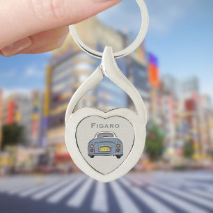 Figarations Lapis Grey Figaro Car Silver Heart Keychain