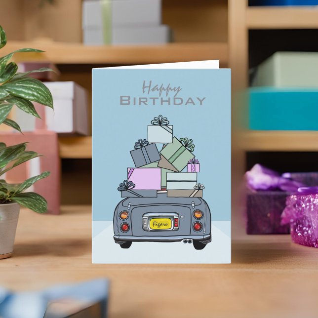 Figarations Lapis Grey Figaro Happy Birthday Card (A lapis grey figaro birthday card you can send to your car or your friends)