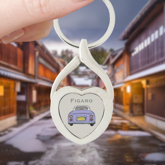 Figarations Lilac Figaro Car Monogram Silver Heart Keychain (For your figaro car keys. Just add your name and initials)