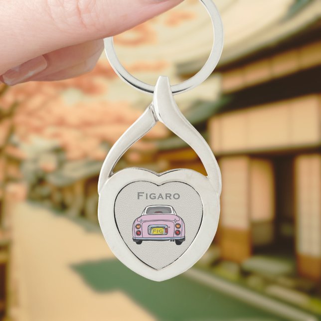 Figarations Monogram Pink Figaro Car Silver Heart Keychain (For your figaro car keys. Just add your name and initials)
