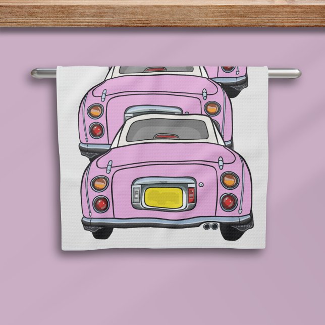 Figarations Pink Figaro Car Convoy Kitchen Towel (Cute pink figgy car kitchen towel just for you. They're doing what they do best - convoy!)
