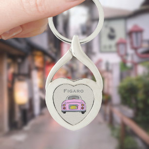 Figarations Pink Figaro Car Monogram Silver Heart Keychain