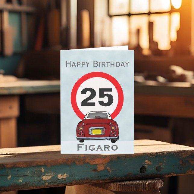 Figarations Red Figaro Car Birthday Card (Happy birthday to your car! (or send it to your figaro loving friends))