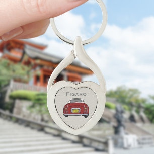 Figarations Red Figaro Car Monogram Silver Heart Keychain