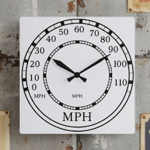 Figarations Speedometer MPH White Garage Clock