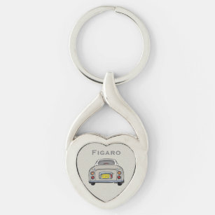 Figarations Topaz Figaro Car Silver Heart Monogram Keychain
