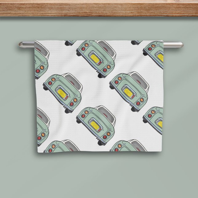 Figarations Vert Figaro Voiture Motif Serviette de (Fun green figgy pattern kitchen towel just for you)