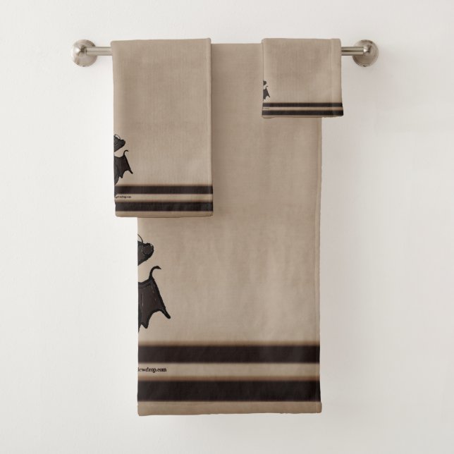 figdewdrops Blinky the Bat bath towel set (Insitu)