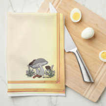 figdewdrops caterpillar mushrm gold kitchen towel
