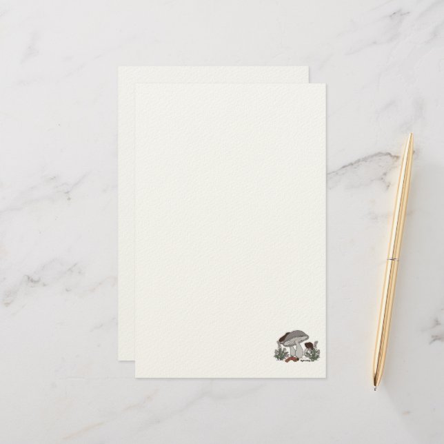 figdewdrops caterpillar mushroom stationary stationery (Front/Back In Situ)