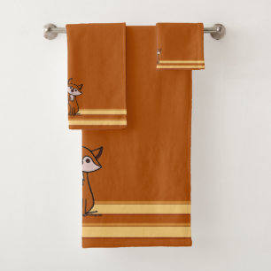 figdewdrops Fig the fox Orange Bath Towel Set 