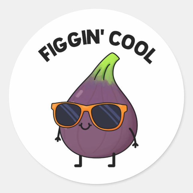 Figgin Cool Funny Fig Food Pun  Classic Round Sticker (Front)