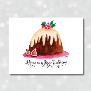 Figgy Pudding Recipe Cute Hand-Drawn Christmas Holiday Card