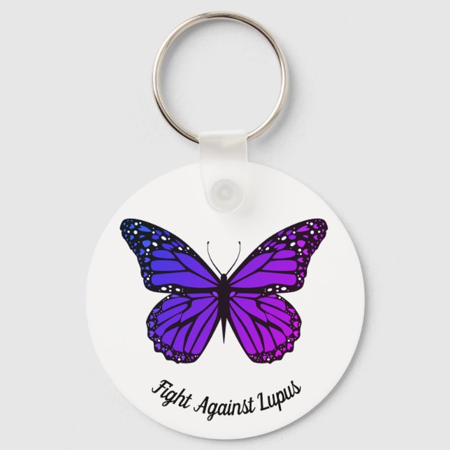 Fight Against Lupus Pretty Purple Butterfly Keychain (Front)