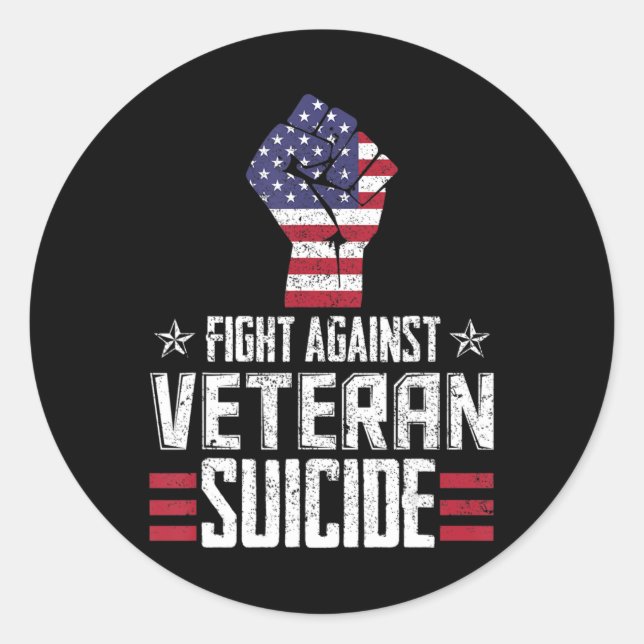 Fight Against Veteran Suicide Awareness Day  Classic Round Sticker (Front)