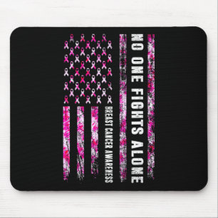 Fight Alone American Flag Breast Cancer Awareness Mouse Pad