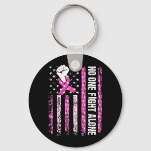 Fight Alone Usa Flag Breast Cancer Awareness Keychain