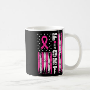 Fight American Flag Pink Ribbon Breast Cancer Awar Coffee Mug