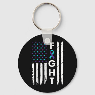 Fight American Flag Ribbon Suicide Prevention Awar Keychain