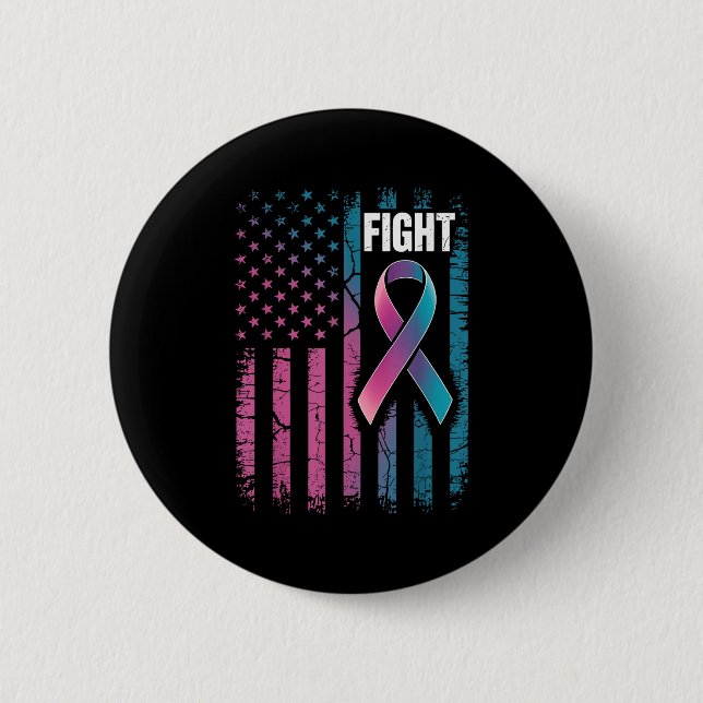 Fight American Flag Suicide Prevention Awareness  2 Inch Round Button (Front)