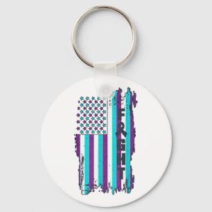 Fight American Flag Suicide Prevention Awareness 4 Keychain