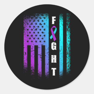 Fight American Flag Suicide Prevention Awareness Classic Round Sticker