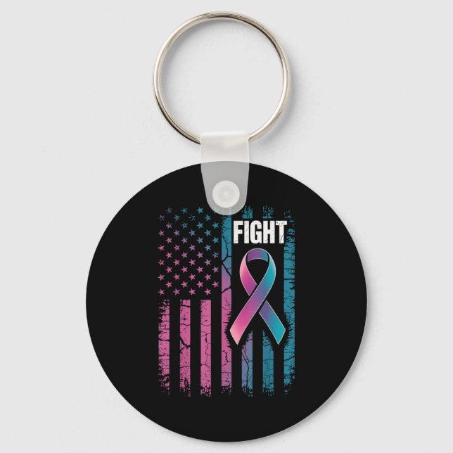 Fight American Flag Suicide Prevention Awareness  Keychain (Front)