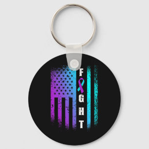 Fight American Flag Suicide Prevention Awareness Keychain
