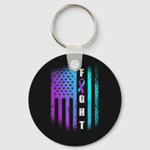 Fight American Flag Suicide Prevention Awareness Keychain