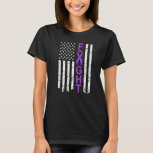 Fight American USA Flag Fibromyalgia Awareness Sur T-Shirt