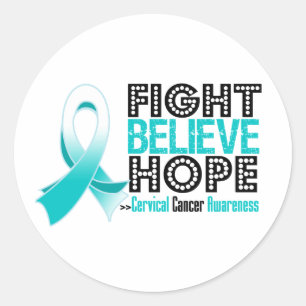 Fight Believe Hope - Cervical Cancer Classic Round Sticker