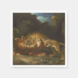 Fight Between a Lion and a Tiger (by James Ward) Napkin